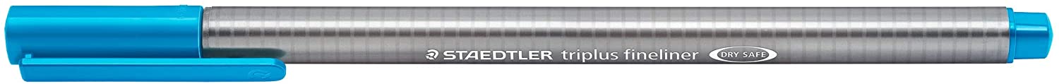 LOT de 10 Staedtler Triplus Fineliner 334 Stylo Fineliner - Ligne 0,3 mm - Encre à base d'eau - Couleur cyan