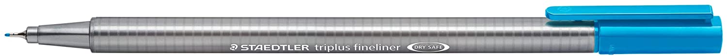 LOT de 10 Staedtler Triplus Fineliner 334 Stylo Fineliner - Ligne 0,3 mm - Encre à base d'eau - Couleur cyan