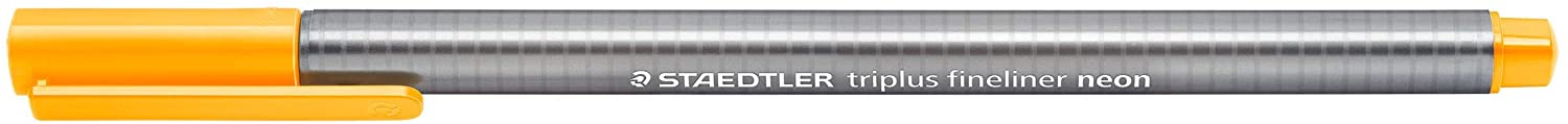 LOT de 10 Staedtler Triplus Fineliner 334 Stylo Fineliner - Ligne 0,3 mm - Encre à base d'eau - Couleur orange fluo