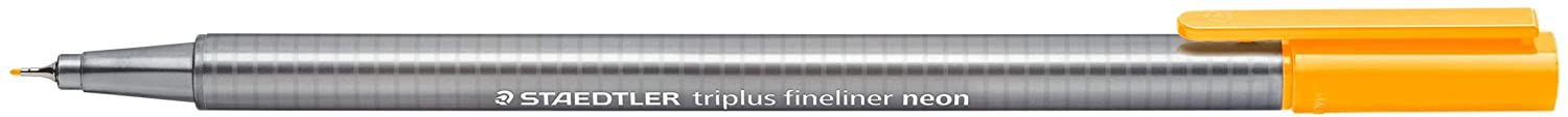 LOT de 10 Staedtler Triplus Fineliner 334 Stylo Fineliner - Ligne 0,3 mm - Encre à base d'eau - Couleur orange fluo
