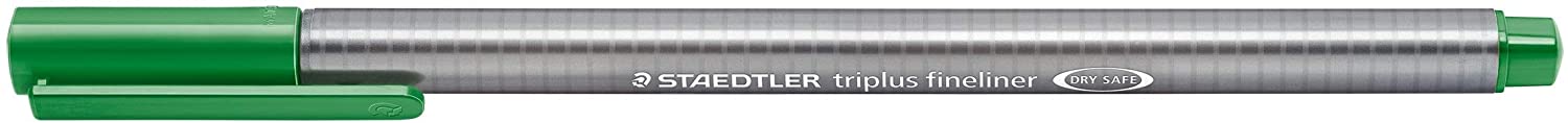 LOT de 10 Staedtler Triplus Fineliner 334 Stylo Fineliner - Ligne 0,3 mm - Encre à base d'eau - Couleur vert sapin