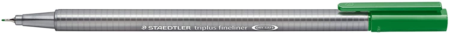 LOT de 10 Staedtler Triplus Fineliner 334 Stylo Fineliner - Ligne 0,3 mm - Encre à base d'eau - Couleur vert sapin