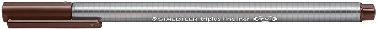 LOT de 10 Staedtler Triplus Fineliner 334 Stylo Fineliner - Ligne 0,3 mm - Encre à base d'eau - Couleur sépia chaude