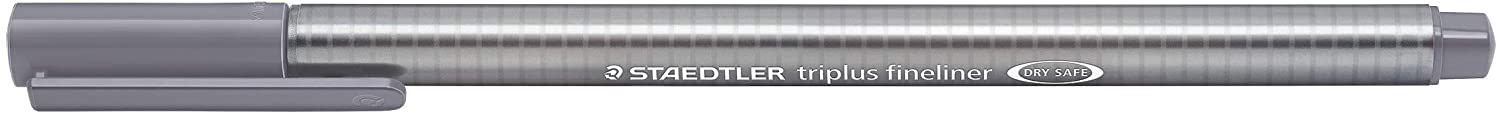 LOT de 10 Staedtler Triplus Fineliner 334 Stylo Fineliner - Ligne 0,3 mm - Encre à base d'eau - Couleur gris tourterelle