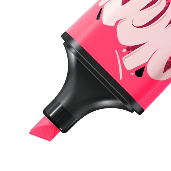 LOT de 10 Surligneur fluorescent Stabilo Boss Mini by Snooze One Mini - Taille de trait 2-5 mm - Encre à base d'eau - Anti-dessèchement - Rose