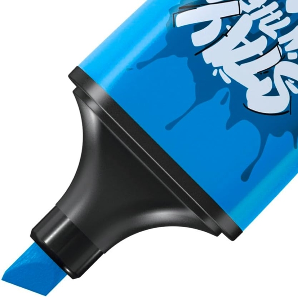 LOT de 10 Surligneur fluorescent Stabilo Boss Mini by Snooze One Mini - Trait entre 2 et 5 mm - Encre à base d'eau - Anti-dessèchement - Bleu