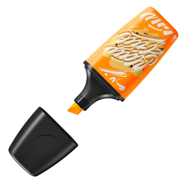 LOT de 10 Surligneur fluorescent Stabilo Boss Mini by Snooze One Mini - Trait entre 2 et 5 mm - Encre à base d'eau - Anti-dessèchement - Orange