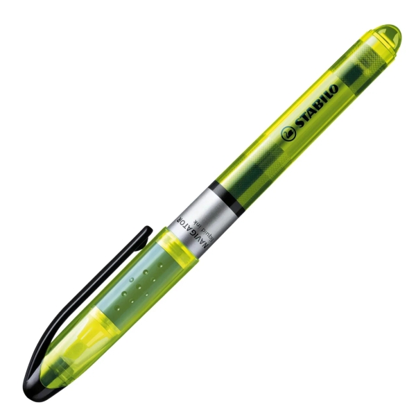 LOT de 10 Surligneur fluorescent Stabilo Navigator - Zone de préhension - Design fin - Clip de transport pratique - Taille de trait entre 2 et 5 mm - Jaune
