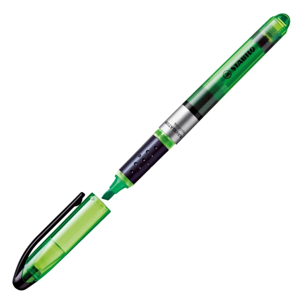 LOT de 10 Surligneur fluorescent Stabilo Navigator - Zone de préhension - Design fin - Clip de transport pratique - Taille de trait 2-5 mm - Vert