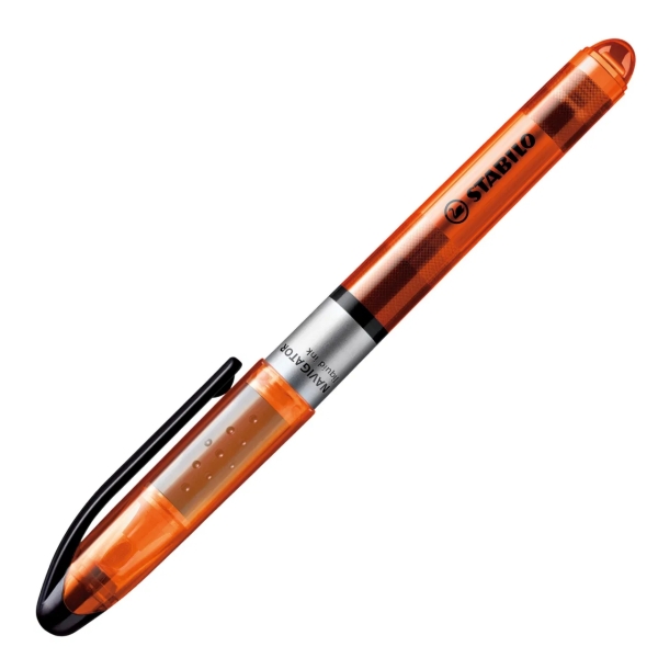 LOT de 10 Surligneur fluorescent Stabilo Navigator - Zone de préhension - Design fin - Clip de transport pratique - Taille de trait 2-5 mm - Orange