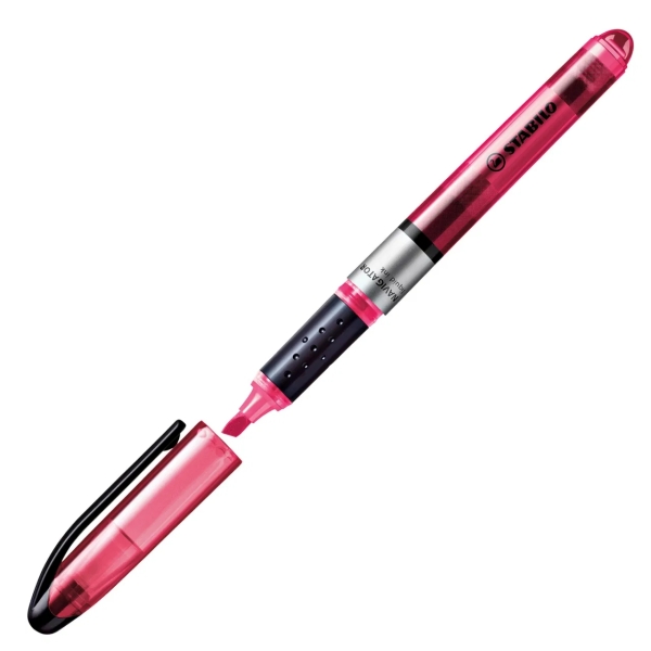 LOT de 10 Surligneur fluorescent Stabilo Navigator - Zone de préhension - Design fin - Clip de transport pratique - Taille de trait 2-5 mm - Rose