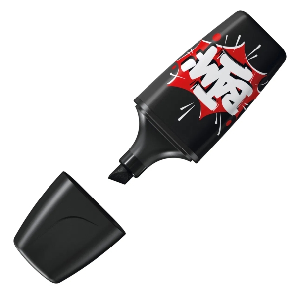 LOT de 10 Surligneur Stabilo Boss Mini by Snooze One Mini - Taille de trait 2-5 mm - Encre à base d'eau - Anti-dessèchement - Noir