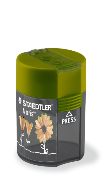 LOT de 10 Taille-crayon Staedtler 512 F 2 trous avec réservoir – Pour crayons de 8,2 mm et 10,2 mm – Vert