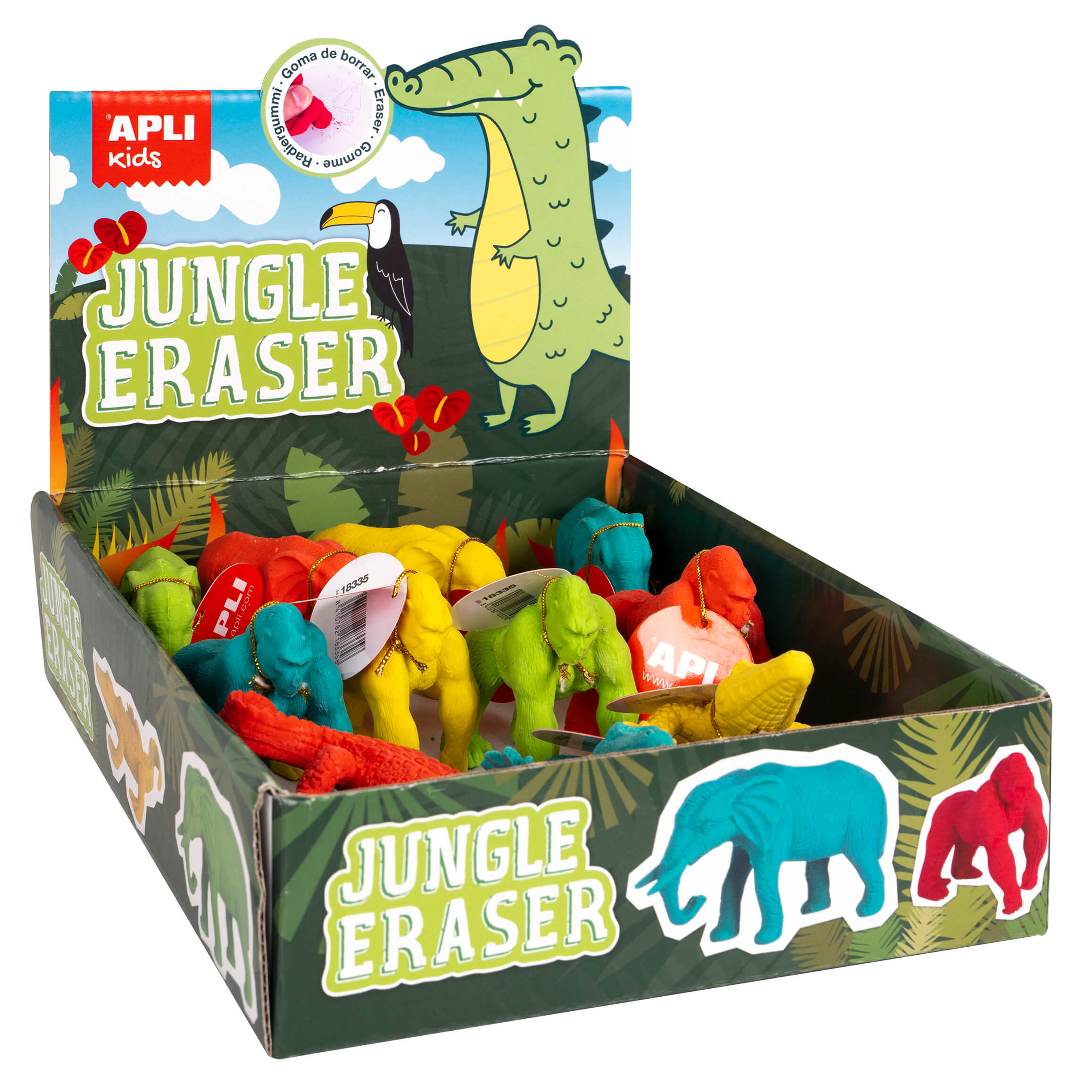 LOT de 12 gommes Apli Jungle Animal