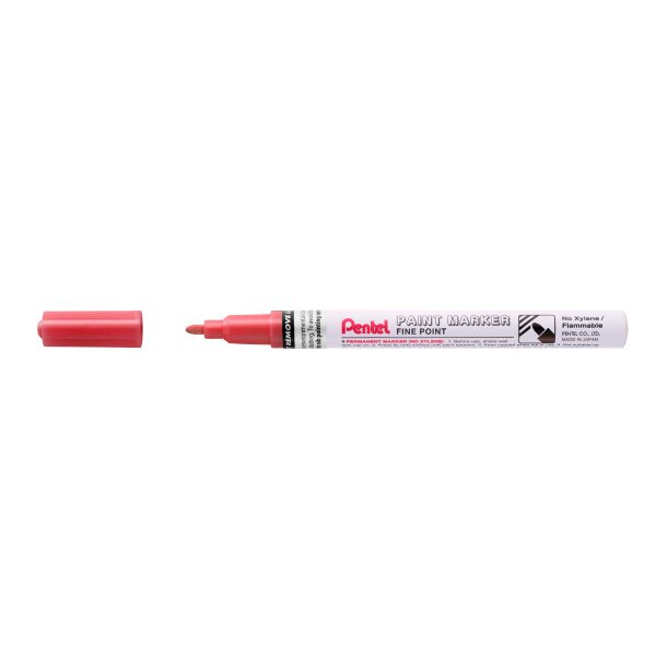 LOT de 12 Marqueur peinture Pentel - Pointe fine 2,9 mm - Permanent sur toutes les surfaces - Résistant à la lumière et à l'eau - Corps en aluminium - Couleur rouge perle