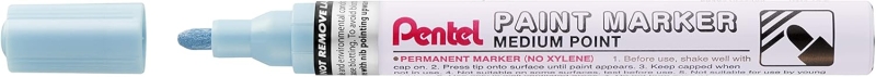 LOT de 12 Marqueur peinture Pentel - Pointe moyenne 4,5 mm - Permanent sur toutes les surfaces - Résistant à la lumière et à l'eau - Corps en aluminium - Couleur perle bleu clair