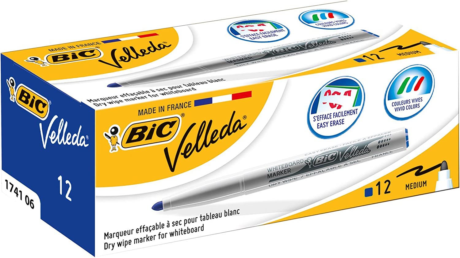 LOT de 12 Marqueur Tableau Blanc Bic Velleda