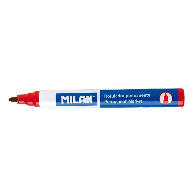 LOT de 12 Marqueurs permanents Milan à pointe conique - Pointe 4 mm - Encre à base d'alcool - Couleur Rouge
