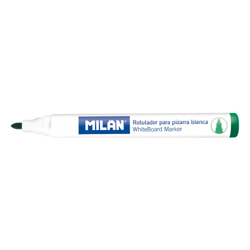 LOT de 12 Marqueurs pour tableau blanc Milan avec pointe ogive - Pointe 4,7 mm - Encre à base d'alcool - Effaçable à sec - Couleur verte