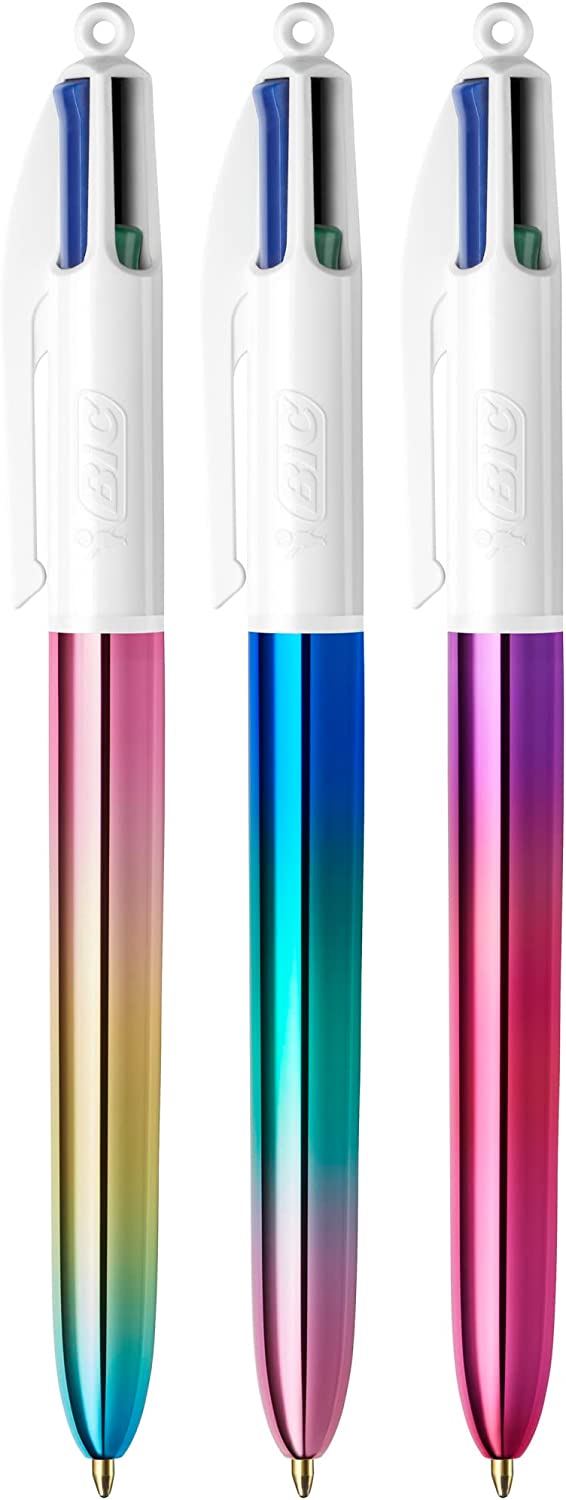  Lot de 12 Bic 4 Couleurs Dégradé Stylos Rétractables