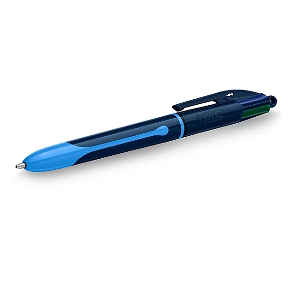 LOT de 12 Stylo à bille rétractable Bic 4 couleurs Smooth Drop - Pointe moyenne 1,0 mm - Écriture 40 % plus fluide - 4 couleurs