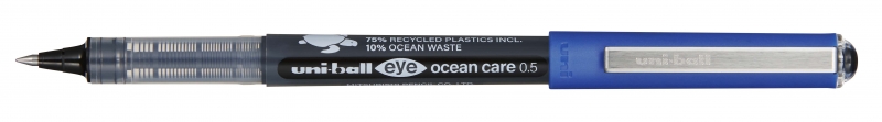 LOT de 12 Stylo à encre liquide Uni-ball Eye Ocean Care UB-150ROP - Pointe sphérique de 0,5 mm - Encre résistante à l'eau et à la lumière - Couleur noire