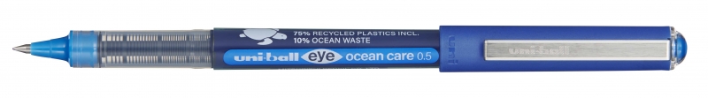 LOT de 12 Stylo à encre liquide Uni-ball Eye Ocean Care UB-150ROP - Pointe sphérique de 0,5 mm - Encre résistante à l'eau et à la lumière - Couleur bleue