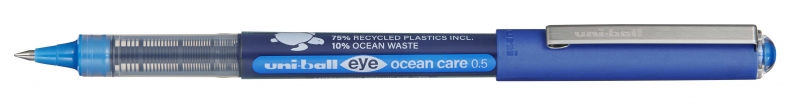LOT de 12 Stylo à encre liquide Uni-ball Eye Ocean Care UB-150ROP - Pointe sphérique de 0,5 mm - Encre résistante à l'eau et à la lumière - Couleur bleue