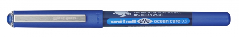 LOT de 12 Stylo à encre liquide Uni-ball Eye Ocean Care UB-150ROP - Pointe sphérique de 0,5 mm - Encre résistante à l'eau et à la lumière - Couleur bleue