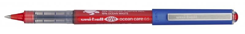LOT de 12 Stylo à encre liquide Uni-ball Eye Ocean Care UB-150ROP - Pointe sphérique de 0,5 mm - Encre résistante à l'eau et à la lumière - Couleur rouge