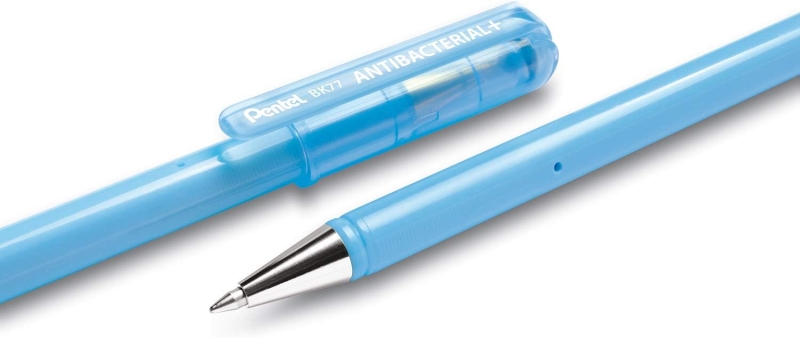 LOT de 12 Stylo roller antibactérien Pentel SuperB – Pointe fine 0,7 mm – Certifié ISO 22196 – Idéal pour le médical, l'alimentation, l'éducation, les cosmétiques, etc. – Vert