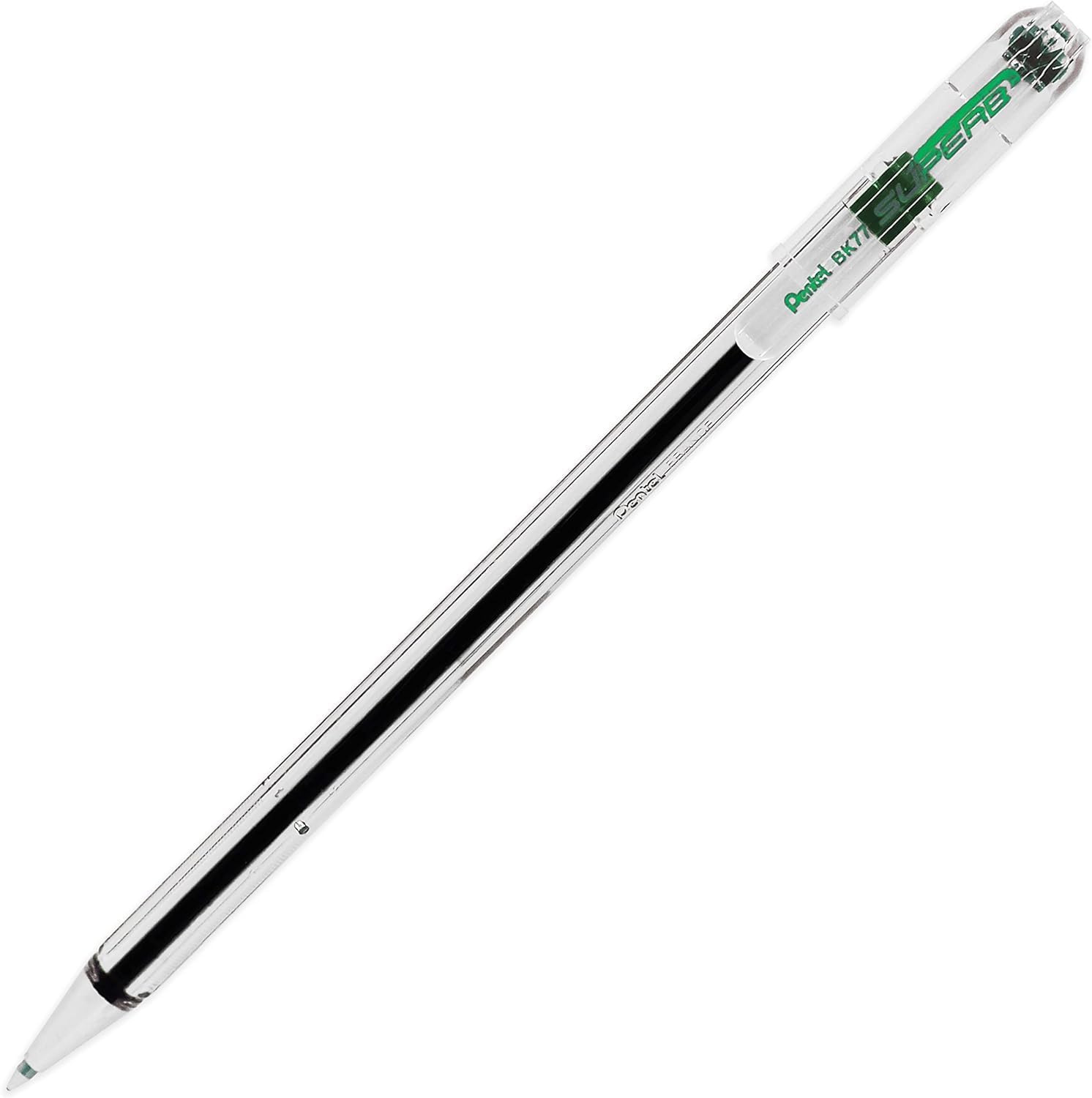 LOT de 12 Stylo roller Pentel SuperB - Pointe fine 0,7 mm - Course 0,35 mm - Encre à base d'huile - Couleur verte