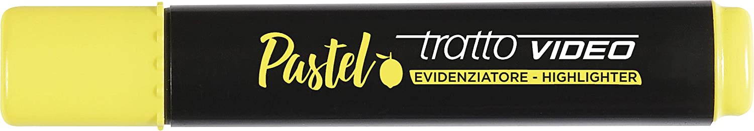 LOT de 12 Tratto Video Marqueur Fluorescent Pastel - Pointe Biseautée - Encre à Base d'Eau - Séchage Rapide - Couleur Jaune Citron