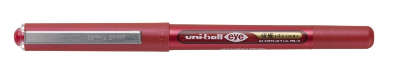 LOT de 12 Uni-ball UB-150-38 Eye Ultra Micro Stylo à encre liquide – Pointe sphérique 0,38 mm – Encre résistante à l'eau et à la lumière – Système de contrôle de l'encre – Couleur rouge