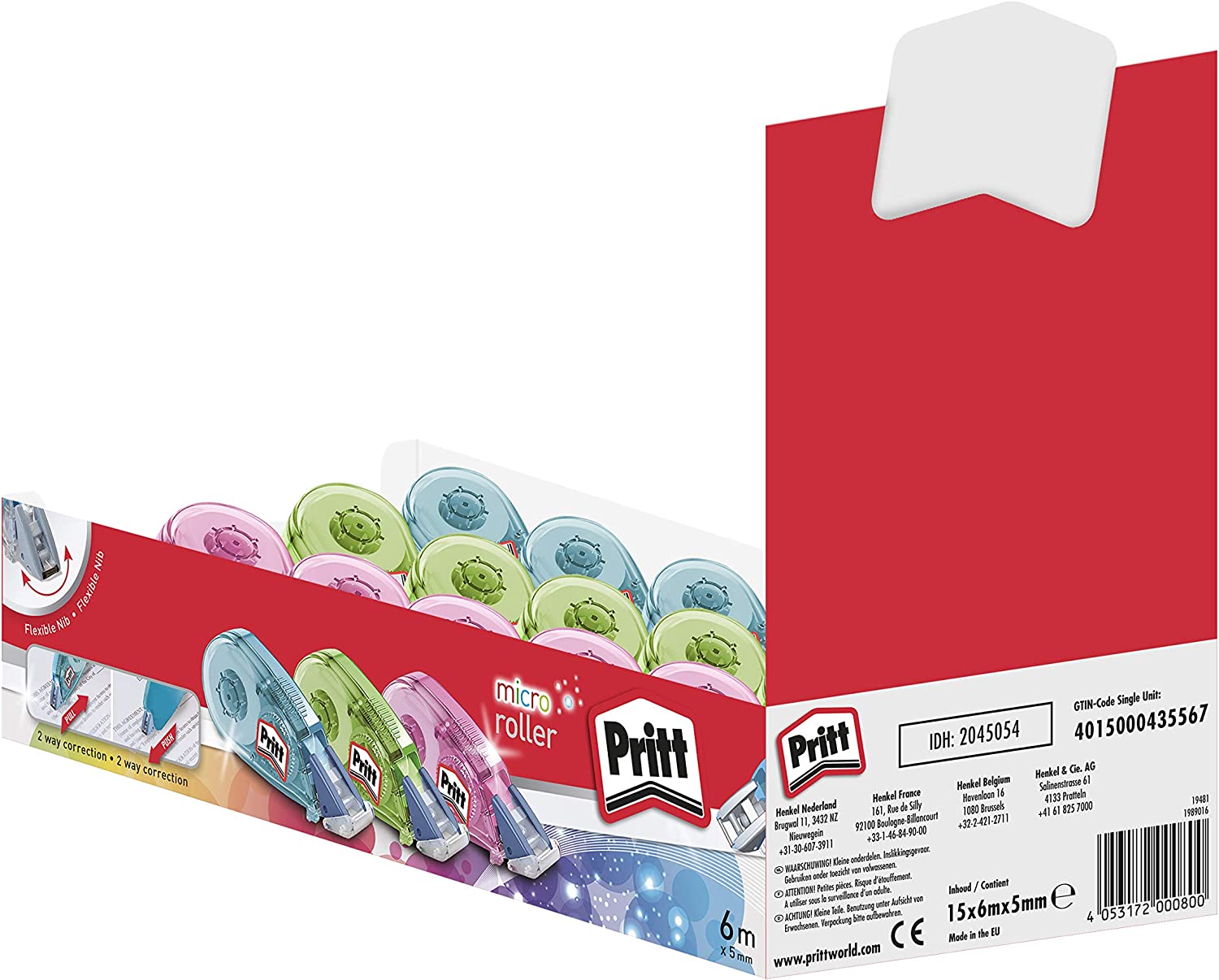 Lot 15 Pritt Micro Roller - Présentoir 15 Rubans Correcteurs