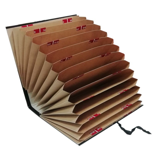 LOT de 2 Dossier Classeur Accordéon Dohe 20 Départements AZ et 1-31 - Format Folio - Carton Ligné - Fermeture avec Ruban Tissu - Coloris Noir