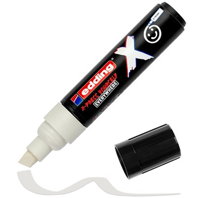 Lot de 2 marqueurs permanents multi-surfaces Edding X 6900 à encre opaque - Pointe biseautée avec trait de 2 à 10 mm - Noir et blanc