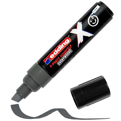 Lot de 2 marqueurs permanents multi-surfaces Edding X 6900 à encre opaque - Pointe biseautée avec trait de 2 à 10 mm - Gris et rouge