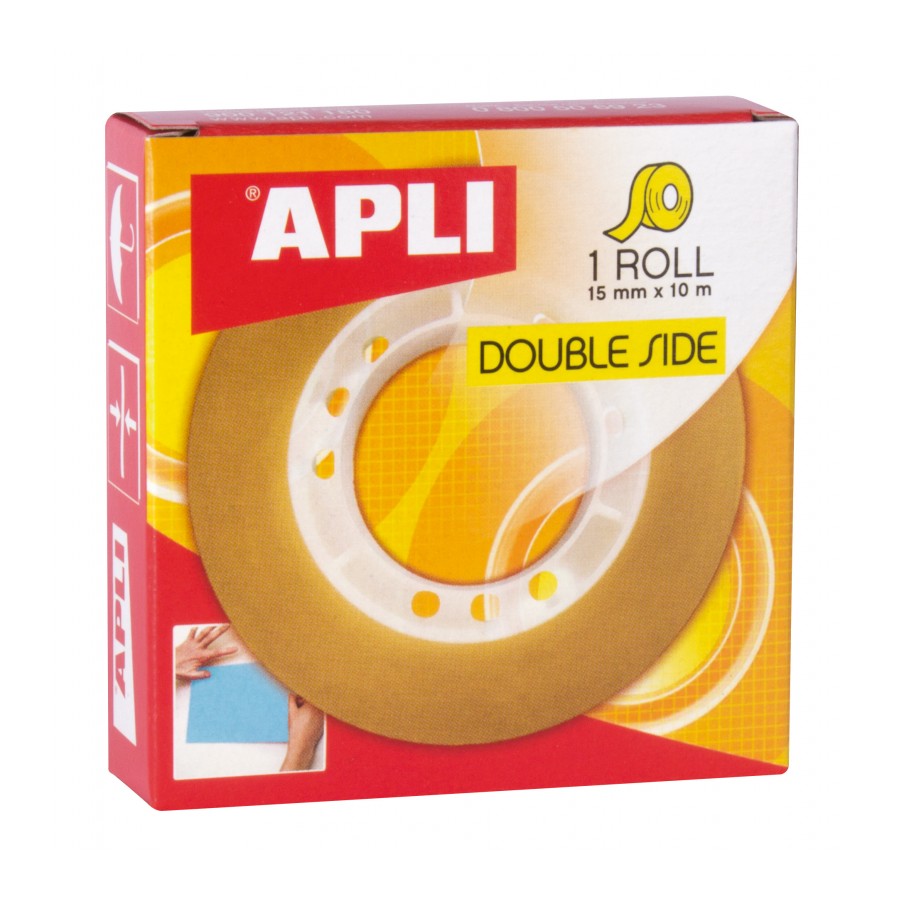 LOT de 20 Apli Ruban Adhésif Double Face 15 mm x 10 m - Transparent