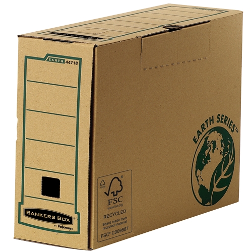 LOT de 20 Fellowes Bankers Box Earth Definitive File Box Folio 100mm - Assemblage manuel - Carton recyclé certifié FSC - Couleur Marron