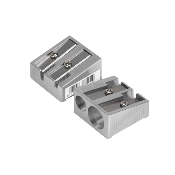 LOT de 20 Taille-crayon Milan à 2 trous - Lame en acier carbone - Construction en aluminium