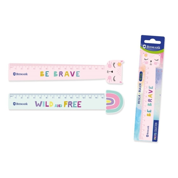 LOT de 24 Règle Bismark 15 cm avec phrases de motivation décoratives - En plastique - Idéale pour l'école - 2 modèles différents