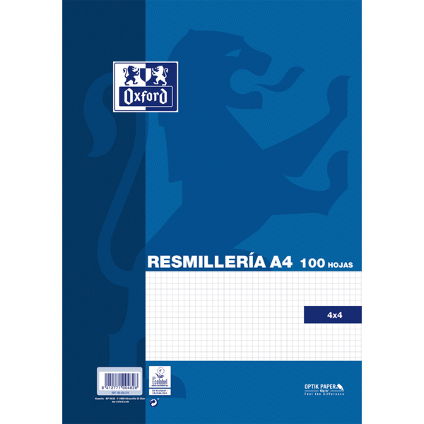 Cahier Oxford School Classic A4 Resmilleria 4x4 100 feuilles - Carnet format A4 - 4x4 Resmilleria