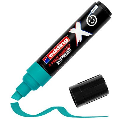 Lot de 3 marqueurs permanents multi-surfaces Edding X 6900 Oceano à encre opaque - Pointe biseautée avec trait de 2 à 10 mm - Bleu, argent et turquoise
