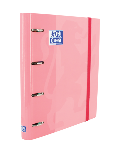 Classeur européen Oxford Classic A4+ - Couverture extra rigide - Dos 45 mm - Anneaux 4Dx35 mm - Remplacement 5x5 - Couleur Rose Bubblegum