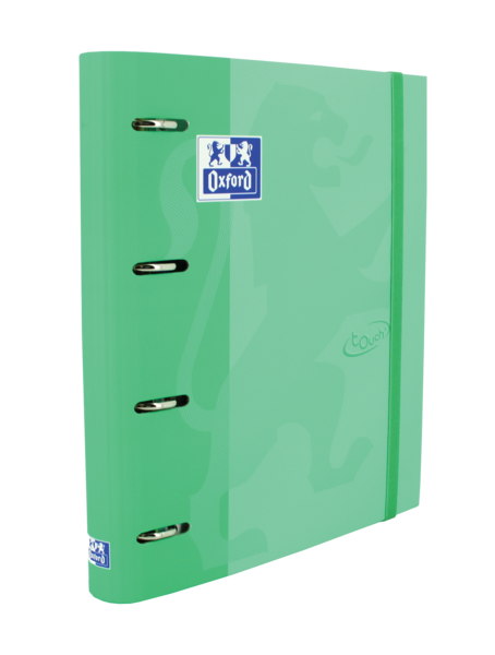 Classeur européen Oxford Touch A4+ - Couverture extra-rigide résistante - Dos 45 mm - Anneaux 4Dx35 mm - Recharge 5x5 - Couleur Menthe