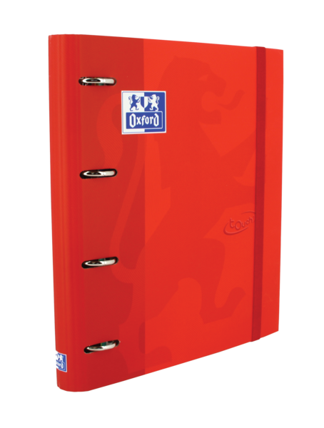 Classeur européen Oxford Touch A4+ - Couverture extra rigide résistante - Dos 45 mm - Anneaux 4Dx35 mm - Recharge 5x5 incluse - Couleur Carmin