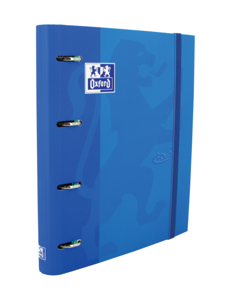 Classeur européen Oxford Touch A4+ - Couverture extra rigide résistante - Dos 45 mm - Anneaux 4Dx35 mm - Recharge 5x5 incluse - Couleur denim