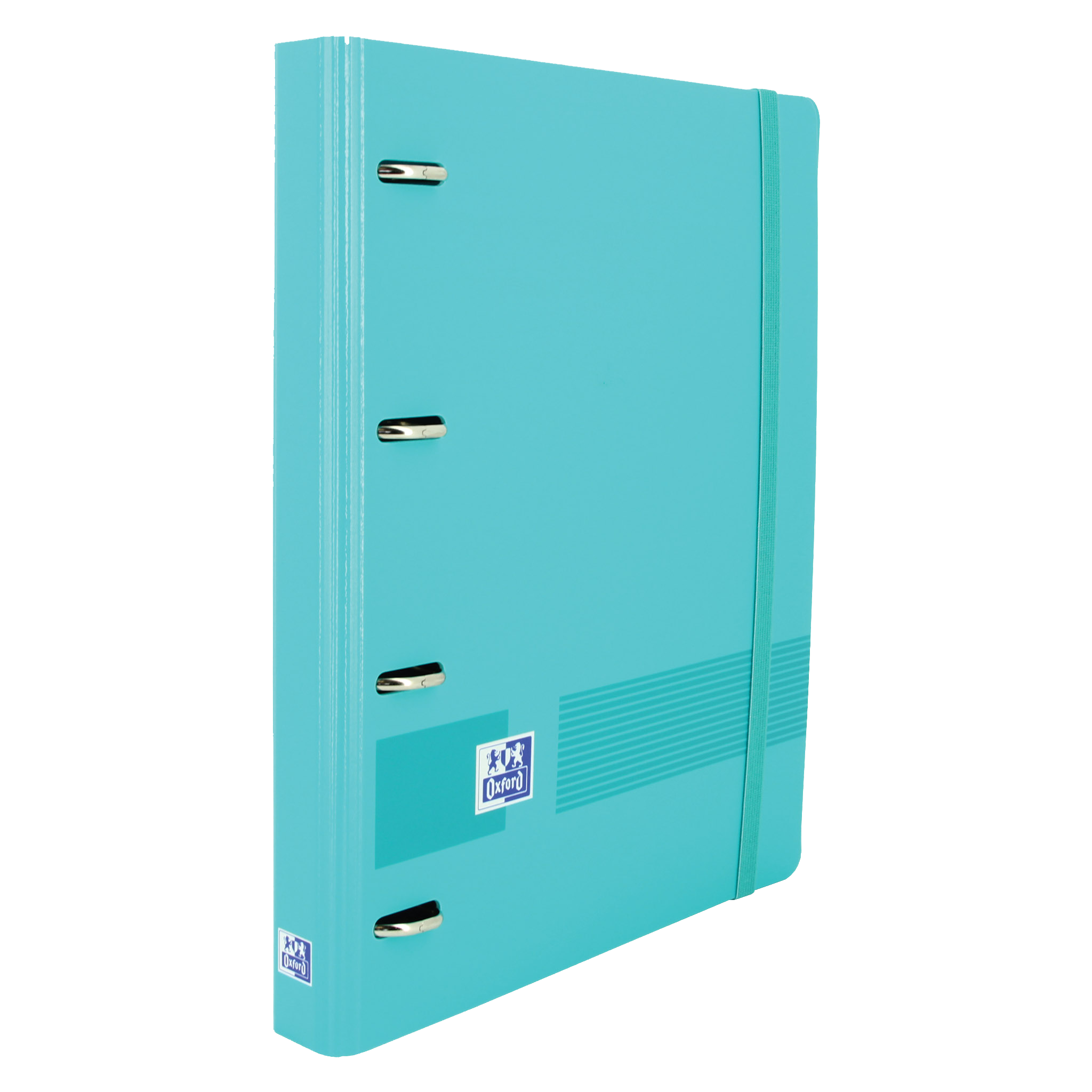 LOT de 4 Oxford Live & Go Classeur européen A4+ Polyfoam - Dos 45 mm - Anneaux 4Dx35 mm - Remplacement 5x5 - Couleur Turquoise