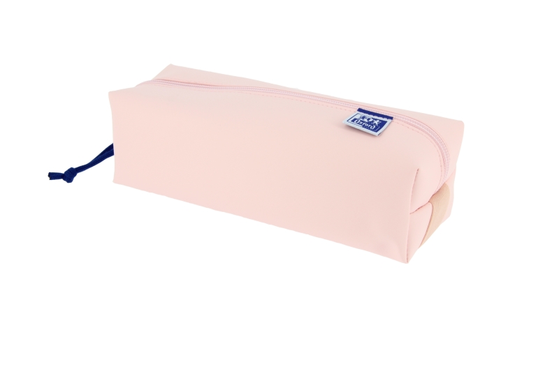 LOT de 5 Grande trousse carrée Oxford Live & Go - Matière matelassée - Bande élastique pour l'attacher au carnet - Rose